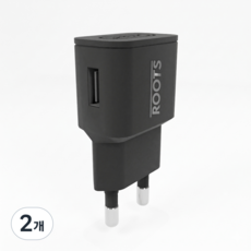 루츠 국내생산 USB 1포트 저전압 DC 5V 2A 저전력 저속충전 어댑터 홈캠 충전기 블랙, 2개
