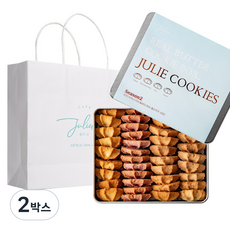 줄리쿠키 시즌2 + 선물용 쇼핑백-백화점 고급 버터 수제 쿠키 답례품 기념일 어버이날 스승의날 학교 선생님 회사 선물 세트 단체 간식, 280g, 2박스