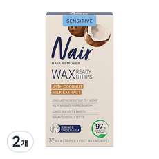 네어 민감성 겨드랑이&비키니라인 32+3매 왁싱스트립(브라질리언 왁싱), 2개