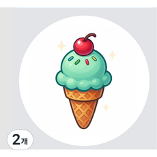 여름음식DIY티셔츠에코백5cm전사지1장+낱장도무송스티커30장 체험키트, 2개, 민트아이스크림세트