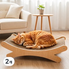 캣도그 고양이 U형 스크래처 쇼파 해먹, 2개, 원목