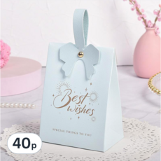 오누하임+ 리본 손잡이 선물가방 (중형), 40p, 블루
