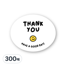 스마일 땡큐스티커 thankyou 스티커 화이트 핑크 그린, 300매