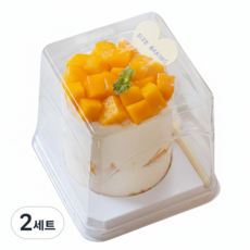 키친코디 포크포함 바닥 원형 보틀케이크용기 티라미수케이스 투명 디저트 미니 조각 무스케이크 포장, 2세트, 50개