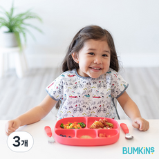 범킨스 자기주도 이유식 유아 흡착식판 5구, 레드, 3개, 단품