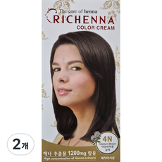 리체나 칼라 크림, 4N 약간어두운갈색, 2개