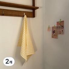 체크 키친크로스 고리디자인 다용도덮개 국내생산 12color, 2개, 3) 연노랑