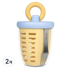 보이오 후르츠팟 과일 샐러드 간식 직장인 도시락통 밀프랩 링 푸르트 컵, 2개, 스카이옐로