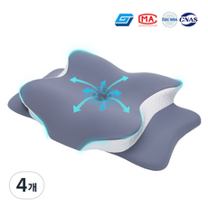 SAGONG 고밀도 메모리폼 경추베개 옆으로 누워자는 베개, 그레이+화이트, 4개