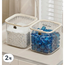 헬로조이 캡슐세제 보관함 원터치 캡슐세제통 보관 케이스, 투명, 2개