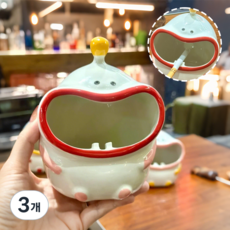 도파민 모양 귀여운 치아 재떨이 창의적인 세라믹 재떨이, 3개, Red