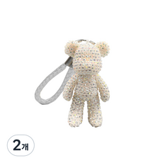 DIY 보석십자수 비즈 곰돌이 키링 만들기 8종, 2개, 6.화이트