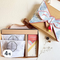 [더프리젠] 호두정과2팩+천연꿀스틱 선물세트 명절 결혼식 기업 회사 단체선물, 4개, 보자기상자선물세트