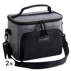 DUGNSTUDIO 2025 숄더형 PEVA 방수 3중 보온 보냉백 보냉가방, 블랙+그레이, 2개