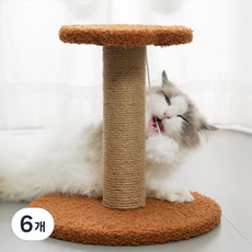 무지멍 고양이 스크래쳐 리필 캣타워 기둥 삼줄 로프 세트, 6개, 브라운