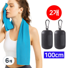 [1+1] 하늬바람 더더더 길어진 쿨링 랩 스포츠 타올 초경량 아이스 쿨타올 휴대용 30x100cm 롱롱타입 등산 헬스 러닝 케이스포함, 6개, 블랙