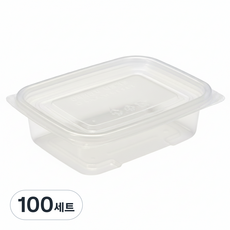 버디팩 투명 사각 죽용기 500ml 반찬 도시락 밀폐 용기 밀프렙 전자렌지OK, 100세트, 1개