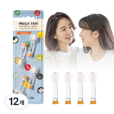 메가텐 키즈 캐릭터소닉 360도 음파진동 칫솔 리뉴얼 리필 미디움 4P, 12개, 리필 헤드 1P