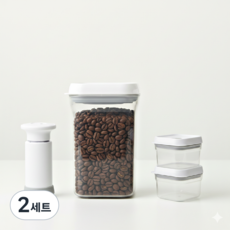 모두모두상회 진공밀폐용기 식기세척기가능 커피 원두 곡물 쌀 진공 펌프 용기, 2세트, 화이트 330mlx2 화이트 920mlx1 진공펌프 2세트, 화이트 330mlx2 화이트 920mlx1 진공펌프