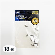 피싱템 한치 다단 채비 직결채비 이카메탈 오모리 채비 오징어, 18세트, 2개입