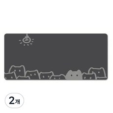 게이밍 장패드 고양이 캐릭터 마우스패드 방수코팅 400X900X3MM, 2개, 그레이