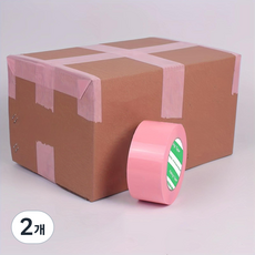 강력접착 반투명 선물 포장용 핑크 박스 포장 테이프, 2개, 핑크 4.8cm*100cm