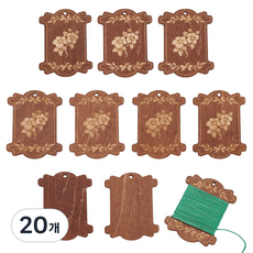 10개 나무 재질 실감개 빈티지 종이보빈 68x53x3mm 갈색, 20개