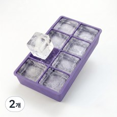 혼술반려 8구 실리콘 사각 왕얼음틀 하이볼 온더락 얼음트레이, 2개, 퍼플
