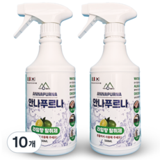 안나푸르나 라임향 강력향균탈취제 담배 홀애비 화장실 실내 새집 집안 악취 냄새제거제, 10개, 500ml