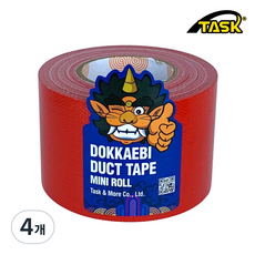 도깨비 수출용(국내산) 덕트테이프 덕테이프 미니롤 RED 50mmX10m, 4개