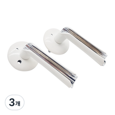 [방문손잡이] 레버형 디자인 예쁜 4컬러 TP174 라인 화이트/실버 1개, 3개