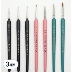 유화 세필붓 미술 붓 아크릴 민화, 3세트, 00000호, 000호, 1호