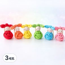 두루살림 양말목 걱정인형 키링 diy 만들기키트 미니버전 (6개세트) 미술수업 업사이클공예 단체 체험활동, 혼합(빨,주,노,연,파,핑), 3세트