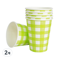 피플스파티 파티컵 8oz 체크무늬 18P, 라임, 2개