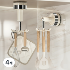 벨로나이트 만능 흡착식 문어발 걸이 8.5 x 8.3 cm, 4개, 우윳빛 화이트