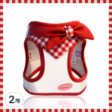 berrypet 리본 반다나 스타일 강아지 하네스 통기성 메쉬 소형견 고양이 탈출 방지 1.5-6.5kg, 크림색, 2개