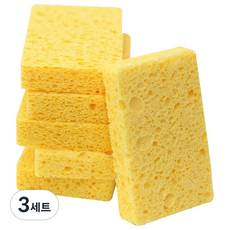 엠피가드 무흠집 드라이 천연 셀룰로스 주방 친환경 펄프 수세미 스펀지, 6개, 3개