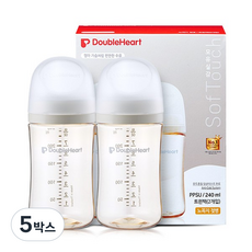 더블하트 모유실감 모먼트 오후의베이지 240ml 트윈팩(젖꼭지미포함), 오후의 베이지 트윈팩, 5박스