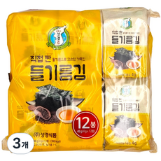지도표 성경 직접 짠 들기름 도시락 김 (4g*12봉), 3개, 48g
