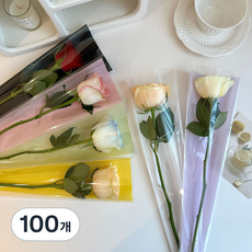 한송이 포장지 꽃다발 opp포장, 100개, 컬러무지 화이트