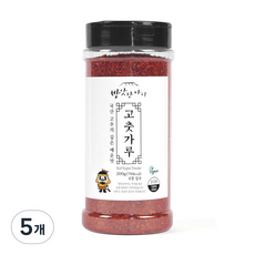 방앗간아이 국산 비건고춧가루 HACCP 용기포장 보통입자, 200g, 5개