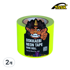 도깨비 수출용(국내산) 개퍼테이프 무광 형광 면테이프 미니롤 F'YELLOW 50mmX5m, 2개