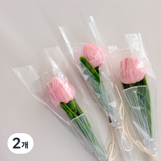 달이루마켓 한송이 꽃 다발 성년의날 20살 여자친구 선물 남자친구 스승의날 로즈데이 모루 완제품 튤립, 2개, 핑크