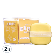 GECOMO 쿠션 퍼프 대용량 6P, 2개, 노란색