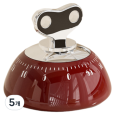 레트로자석주방타이머 기계식배터리없이 벨소리큰 주방계시기, 5개, 적색