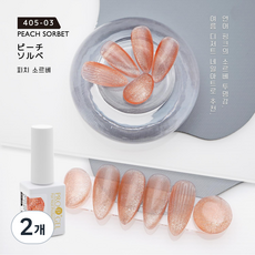 아루무 네일아트 샤틴 마그넷 젤 자석젤 오로라젤, 405-03 피치 소르베, 2개, 10ml