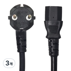 국산 파워 케이블 16A 컴퓨터 전원 코드, 3개, 3m