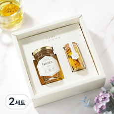 여섯별 제주 메리골드 꿀꽃차 답례품 선물세트, 2세트, 브라운띠지
