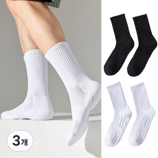 쿠션 스포츠 러닝 장목 양말, 3개, 블랙