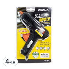 오공 핫멜트 글루건 11mm 대형 40W + 글루스틱 2P 세트, 4세트